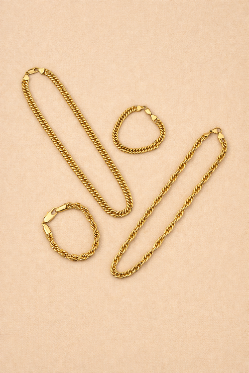 Ana & Kari Set - gold necklace and bracelet set by AC Jewels